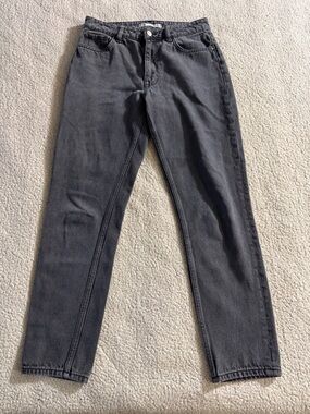 Zara Dark Gray Ankle Crop High Waist Mom Jeans Size 4